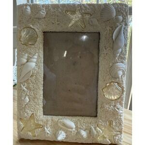 Seashell Photo  Frame  5" x 7", Photo Size 4" x 3" Glass Starfish, Molded Shells